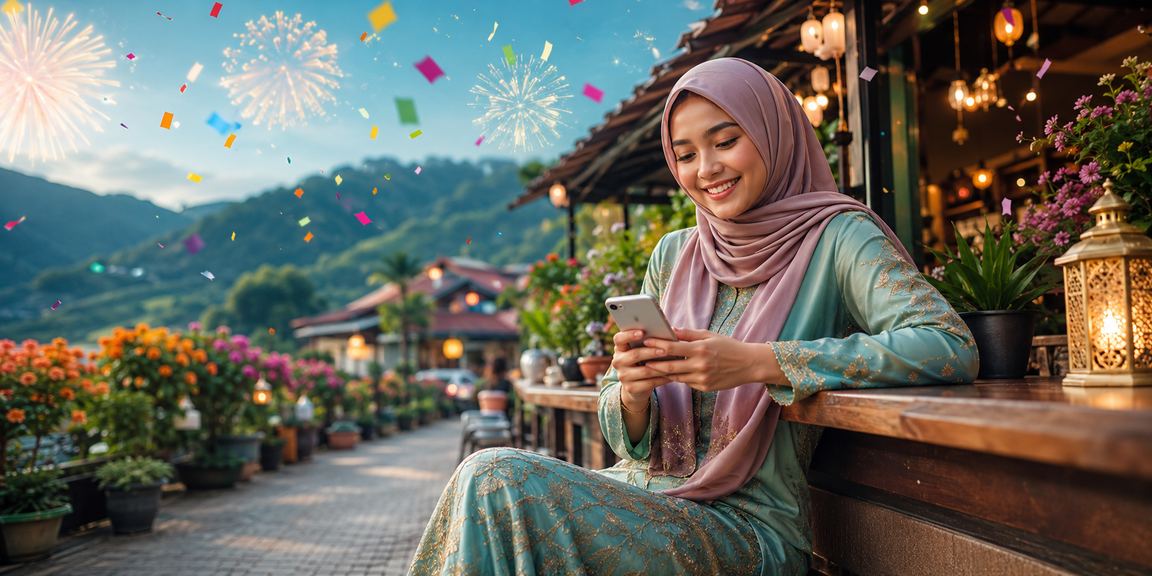 Pengguna Malaysia mengakses kasino mudah alih permata123 semasa perayaan Hari Raya